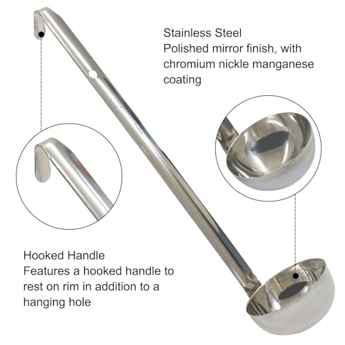2 Oz Stainless Steel Ladle, 3 Pcs, 9" Long Handle Length | 2.36" Bowl Diameter, Sturdy Soup Ladle, For Stirring, Portioning and Serving, Restaurants and Home Use - size: 2 oz