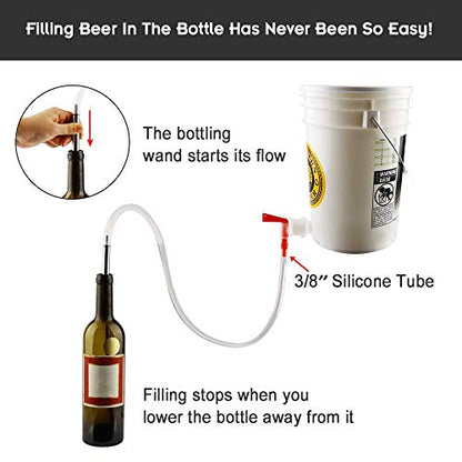 Stainless Steel Professional Bottling/Racking Kit with Siphon Crane, Tubing, Bottle Filler for Beer Wine Kombucha Kitchen Aqua Gardening (17") - size: 17"