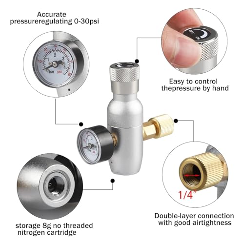 PERA Mini Keg Dispenser kit - Beer Line assembly with Picnic Tap and 0-60psi Beer Keg Charger CO2 Dispenser with Gas and Liquid Ball Lock Disconnect for Homebrewing
