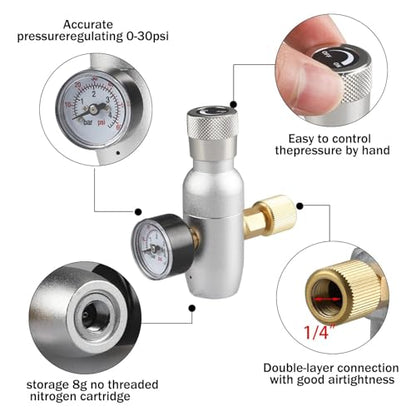 PERA Mini Keg Dispenser kit - Beer Line assembly with Picnic Tap and 0-60psi Beer Keg Charger CO2 Dispenser with Gas and Liquid Ball Lock Disconnect for Homebrewing