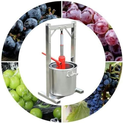 12L Fruit Wine Press Grape Crusher Juice Maker with Hydraulic Jack 304 Stainless Steel Fruit Press Cider for Wine, Cider, Vegetables Making Fruit Crusher~/