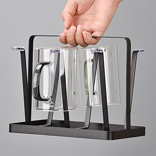 Glass Cup Drying Rack, Nordic Style Wine Glass Drying Rack, Coffee Cup Holder, Water Bottle Organizer Metal Stand, Suitable for Home, Office, Kitchen, Black - color: Black