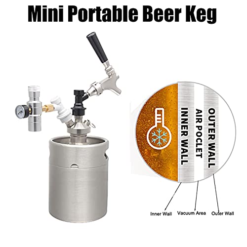 Portable Draft Keg System Stainless Steel Keg Mini Keg Draft System Stainless Steel Portable Mini Keg Dispenser Pressure Regulator Craft Beer Draft Home Brew