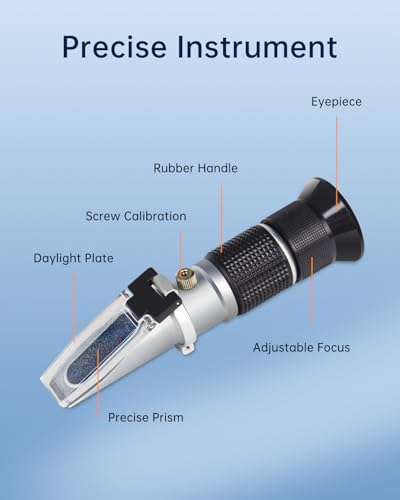 LOHAND Honey Refractometer, 0-90% Brix Refractometer for Honey Moisture | Precision Measuring Sugar Content for Maple Syrup, Wine, Fruit, Jucie, Jam & Sugary Drink, Automatic Temperature Compensation - size: 0-90%Brix