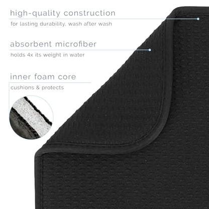 S&T INC. Dish Drying Mat XL, 18” x 24”, Absorbent Microfiber Kitchen Counter Mat, Drying Pad for Dishes, Utensils, Pots and Pans, Extra Large, Diamond Texture, Black - size: 18" x 24"