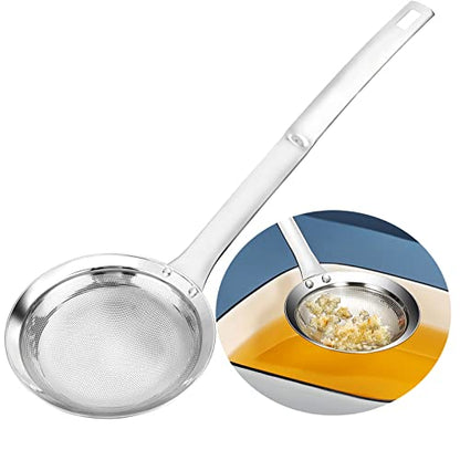 TBWHL Multi-functional Hot Pot Fat Skimmer Spoon - Stainless Steel Fine Mesh Food Strainer for Skimming Grease and Foam DIA 4.4" - size: Dia 4.4"
