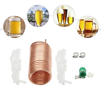 Copper Wort Chiller, Immersion Wort Chiller for Beer Brewing, Copper Immersion Wort Chiller Coil Homebrew for Beer Brewing, with 1.5m/4.92ft Silicone Hose