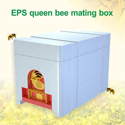 1set Nuc Box for Bees, 120kg/m³ High Density Foam Beehive Kit with 4 Plastic Frames & 1 Feeder, Queen Bee Mating Rearing Hives Essential Beekeeping Supplies