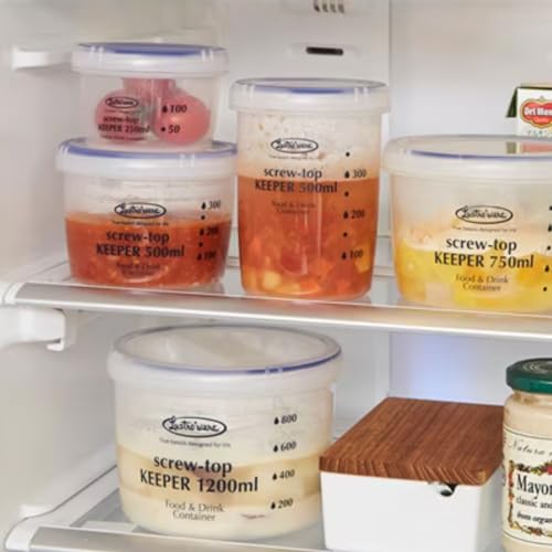 Set of 3, Lustroware Airtight Nestable Food Storage Containers with Lids, Reusable BPA Free Meal Prep Canisters with Measurement Marks, Pantry and Refrigerator Organization (17, 34, 50.7 oz) - size: 17/33.8/50.7 oz