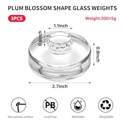 3Pcs Fermentation Glass Weights with Easy Grip Handles, Clear Canning Weights and Pickling Glass Weight for Wide Mouth Mason Jars, Fermenting Kit, Kimchi, Sauerkraut (3)