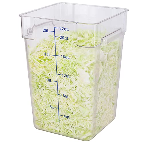 Restaurantware Met Lux 22 Quart Brine Buckets 10 Square Marinating Containers - With Volume Markers Built-In Handles Clear And Blue Plastic Dough Rising Buckets Freezer-Safe Lids Sold Separately - size: 22 Quarts, style: 10 Count