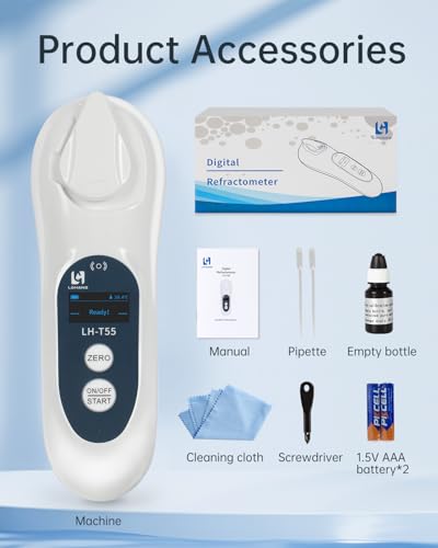 3-in-1 Digital Brix Refractometer with ATC/Refractive Index(RI), Accurate Measurement with Precision Light-Blocking Cover, Brix Meter for Fruit Juice/Beer Brewing/Coffee/Wine Liquid, Range: 0-55% - size: 0-55%Brix