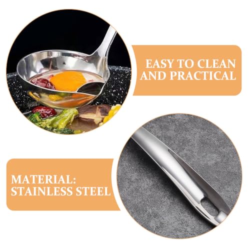 2pcs Stainless Steel Soup Ladle with Pour Spout Fat Separator Strainer Oil Skimmer for Cooking and Serving Household Kitchen