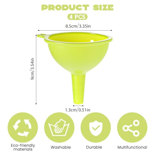 4 Pack Kitchen Silicone Funnel, Kitchen Funnel Set, Canning Silicone Funnels, Wide Mouth Canning Funnels for Jars Bottles, Liquid Oil Transfer, Multi Color