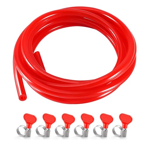 20 Ft Beer CO2 Gas Line CO2 Tubing - ID 5/16" Beer CO2 Dispensing Brewing Line with 6 PCS Hose Clamps Red PVC Tubing for Ball Lock，Gas Manifold，Keg Regulator - size: 20Ft Gas Line