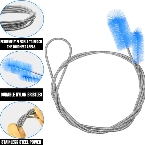 72" Drain Cleaner Tool - Flexible Wire Pipe Mechanical Black | Heavy duty cleaning brush for bathroom sink, bathtub, shower, kitchen sink drains, bottles, elastic hose pipe cleaner - color: Black