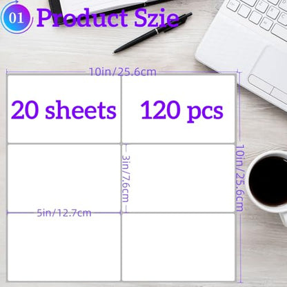 Removable Stickers Labels 5" x 3" 120 Large Moving Labels for Boxes, Packing Supplies for Moving, White Blank Label Stickers for Home Organization Projects, Kitchen, Storage Bins - size: Moving Labels 120pcs (5" x 3") with Pen