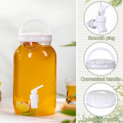 Havawish 2 Pcs 1 Gallon Plastic Beverage Dispenser with Spigot Clear Summer Kitchen Fridge Drink Dispenser for Parties Lemonade Juice Tea Beer Cold Water(White,Cylinder) - color: White, style: Cylinder