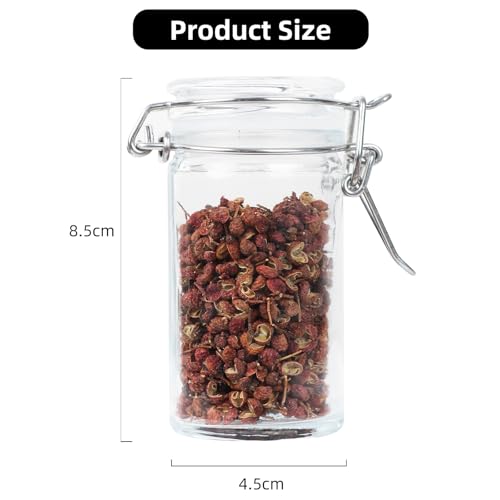 2.3 oz Small Glass Stash Jars with Labels, 12 Pack Mini Spice jars with Airtight Seal, Empty Spice Bottles with Silicone Rubber Gasket for Herb Tea Seasoning Storage