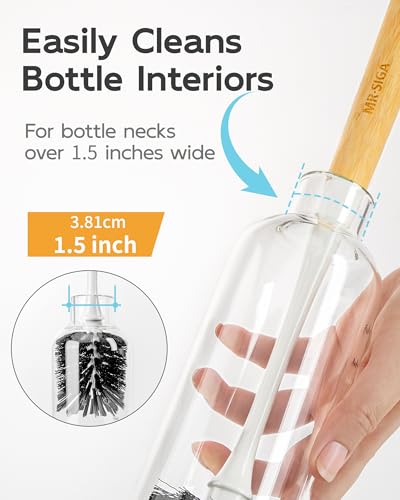 MR.SIGA Water Bottle Brush, Long Handle Bottle Brush for Water Glasses, Baby Bottles, Sports Bottles Cleaning, White, 2 Pack - color: White
