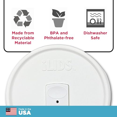 Wide-Mouth Mason Jar Drink Lid - USA Made, BPA-Free, Spill-Resistant for Coffee, Cold Brew & Iced Tea - Fits 3 3/8 in Ball & Kerr Wide Mouth - Pack of 2 - color: White