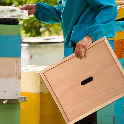DoubleFill 2 Pcs Beehive Inner Cover for 10 Frame Hive Box Cover with Feeding Hole Beehive Insulation Ventilation Inner Cover for Beekeeping Tool