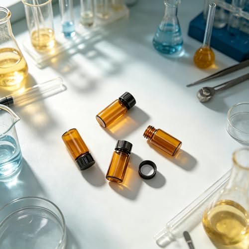 10 pcs 5ml Brown Glass Small Bottles, Screw Cap Lab Vials, Liquid Sample Collection Containers for Lab and Travel - style: 5ML 10- Pack