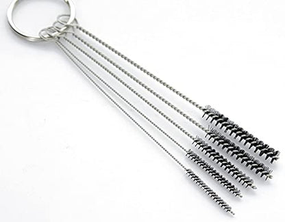 10" Extra Long Tube Brush Set - Small 5 Pack - Black | Flexible nylon straw brushes for bottles, cleaning straws, pipe cleaners, glass, keyboard, detailing and deep cleaning - color: Black, size: Small 5 Pack (2mm 3mm 4mm 5mm 6mm)