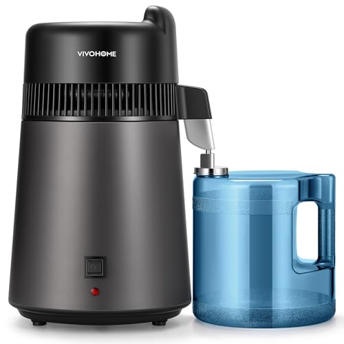 VIVOHOME Water Distiller Countertop 1.6 Gallon/6L 900W Distilled Water Machine with Smart Switch Purifier Filter for Home Office, Black - color: Black, size: 1.6 gallon