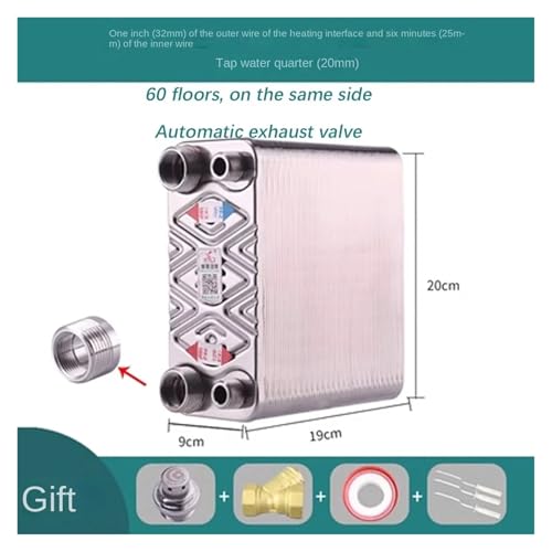 50/60/80/100/120-Plate Domestic Hot Water Exchanger Water to Water Brazed Plate Heat Exchanger(60 Same Side) - size: 60 Same Side