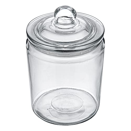 Restaurantware Vetri 0.5 Gallon Glass Storage Jar 1 Dishwashable Glass Cookie Jar - Airtight Seal Wide Opening Clear Glass Candy Jar Knob Handle Lid For Kitchen Laundry Or Storage - size: 0.5 gal
