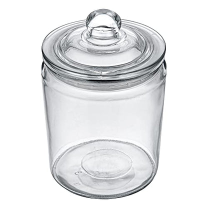 Restaurantware Vetri 0.5 Gallon Glass Storage Jar 1 Dishwashable Glass Cookie Jar - Airtight Seal Wide Opening Clear Glass Candy Jar Knob Handle Lid For Kitchen Laundry Or Storage - size: 0.5 gal