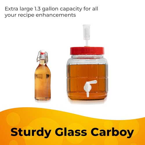 Mead Making Kit - 1.3 Gallon Complete Mead Kit with Wide Mouth Carboy & Spigot for Easy Bottling, Perfect for Beginners - Just Add Local Honey for Mead Making & Flavor Experiments