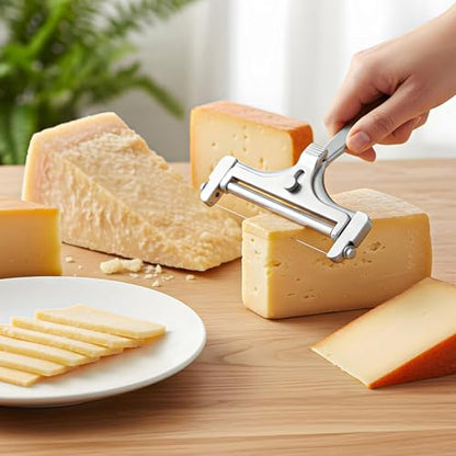 Lusofie Wire Cheese Slicer 4 Extra Wires Stainless Steel Wire Cheese Slicer For Block Cheeses Adjustable Kitchen Butter Block Slicing Tool