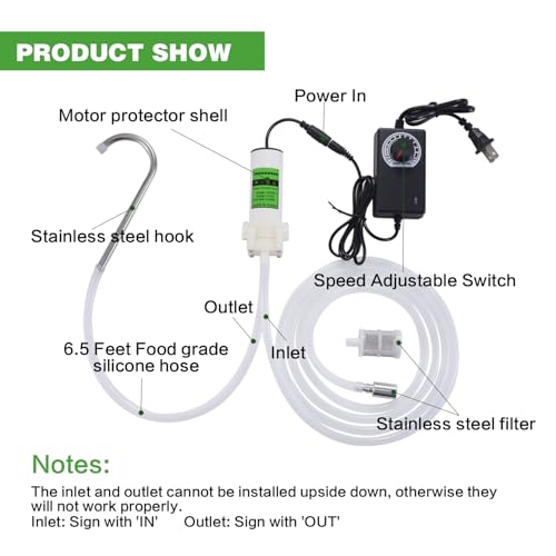 Food Grade Electric Water Transfer Pump With Speed Adjustable 110V for Ice Maker,Coffee Machine and Water Cooling,Auto Siphon Self Priming Pump for Bottling Wine,Beer and Kombucha,2L/Min,Low Noise