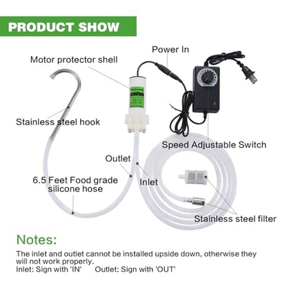 Food Grade Electric Water Transfer Pump With Speed Adjustable 110V for Ice Maker,Coffee Machine and Water Cooling,Auto Siphon Self Priming Pump for Bottling Wine,Beer and Kombucha,2L/Min,Low Noise