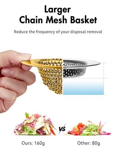 Wokdada Gold Sink Strainer, Reversible Mesh Sink Strainer with 304 Stainless Steel, Revolutionary Anti-Rust Kitchen Sink Drain Strainer Food Catcher for Garbage Disposal Without Clogging - color: Yellow
