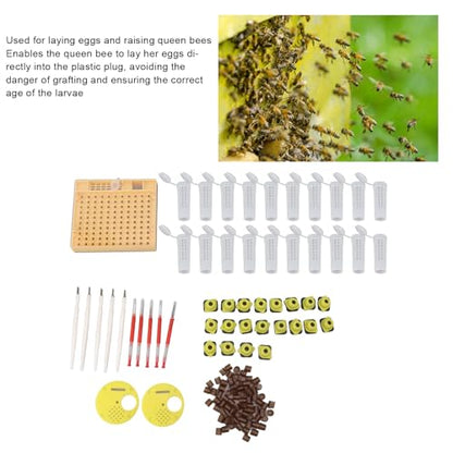 Queen Rearing Kit Beekeeping Cell Cup Kit Queen Rearing Box 110 Cell Cups Breeding System with 20 Hair Roller Cages 5 Grafting Tools for Beekeepers