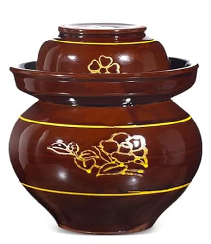 Fermentation Jars，Fermentation Crock Jar,Sauerkraut Crock,Traditional Chinese Ceramic Fermentation Crock Jar Pickling Jar With Water Seal Airlock Lid,Large Thickened Ceramic Pickle Jar Kimchi Pot Stor - size: 12.5KG