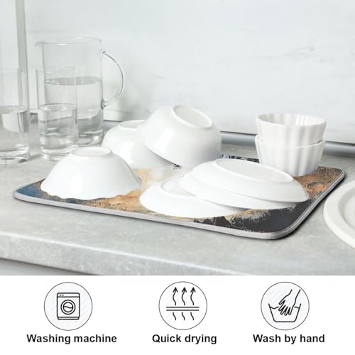Sky Lake Tree Dish Drying Mat for Kitchen Counter Super Absorbent Draining Mat with Non-slip Backed Waterproof Sink Mats for Dish Cups Bowl Bottles Countertops Sinks Draining Racks