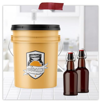 Fermentaholics 6 Pack Glass Swing Top Bottles | Flip Top Lids | Airtight, High-Pressure Tops For Bottling & Secondary Fermentation of Kombucha, Kefir, Beer, Storage, and More (Brown Bottles)