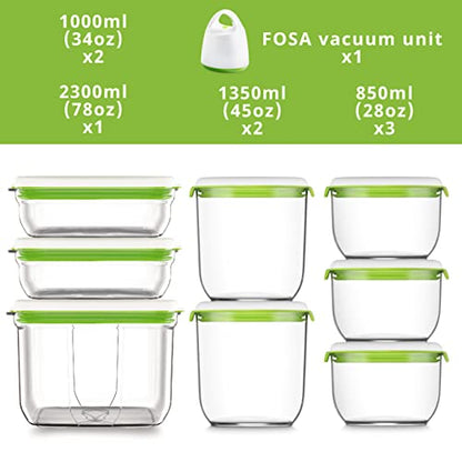 FOSA vacuum storage container set, 8pcs vacuum containers(28oz, 34oz, 45oz and 78oz) with vacuum unit - size: 28oz, 34oz, 45oz, 78oz