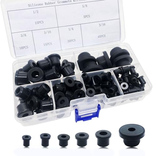 115PCS T-Type Silicone Rubber Grommets kit 6 Size for Wiring Automotive Rubber Firewall Hole Plug Cable Bushing,Drain Holes in Hydroponic and Irrigation Systems etc (115)