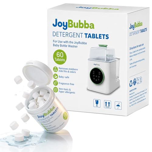 Bottle Washer Tablets, 60 Count Cleaning Detergent – Baby-Safe & TUV Certified – Removes Milk Film, Non-Toxic, Fragrance-Free – for Bottles, Pump Parts, Sippy Cups, Pacifiers & More