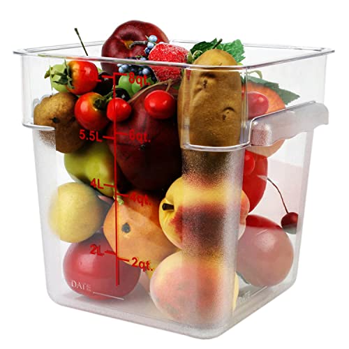 Tiger Chef 8 Quart Commercial Grade Clear Food Storage Square Polycarbonate Containers With Red Lids - style: 8 Quart