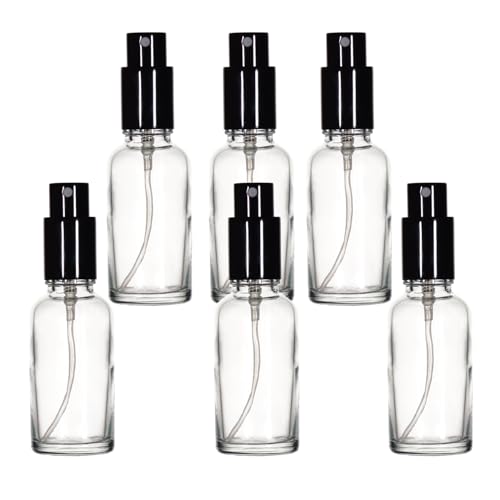 YIZHAO Clear Glass Spray Bottles 1oz, with Small Fine Mist Spray, Metal Cap, Refillable for Essential Oil,Travel,Cleaning,Perfume,Aromatherapy,Makeup – 6 Pcs - color: Transparent, size: 30ml-6