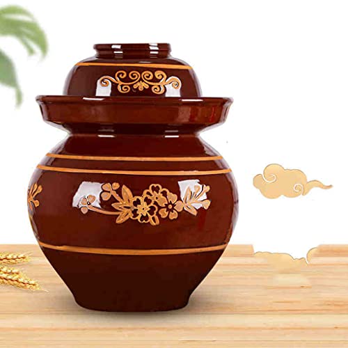 ZHOUXIAO Large Pickle Jar Ceramic Jar with Lid,Traditional Chinese Fermentation Kit Crock with Water Seal Airlock Lid, Fermentation Jar for Kimchi,Sauerkraut,Kombucha Jar 4KG