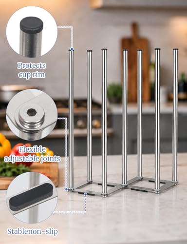 Foldable Bottle Drying Rack, Baby Bottle Drying Rack, Collapsible Cup Draining Holder, Retractable Reusable Stainless Steels Storage Bag Dryer with Non-Slip Bottom