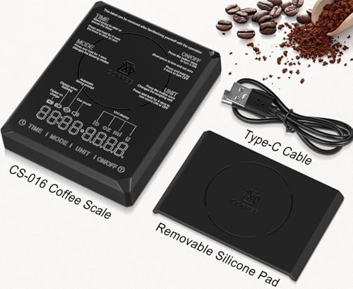 Fuzion Mini Coffee Scale with Timer - Espresso Scale Rechargeable 2kg x 0.1g Accuracy, 3-Mode Timer, LED Display, Digital Coffee Scale for Pour-Over, Espresso, Kitchen Use - size: 3.9x4.6in