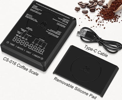 Fuzion Mini Coffee Scale with Timer - Espresso Scale Rechargeable 2kg x 0.1g Accuracy, 3-Mode Timer, LED Display, Digital Coffee Scale for Pour-Over, Espresso, Kitchen Use - size: 3.9x4.6in